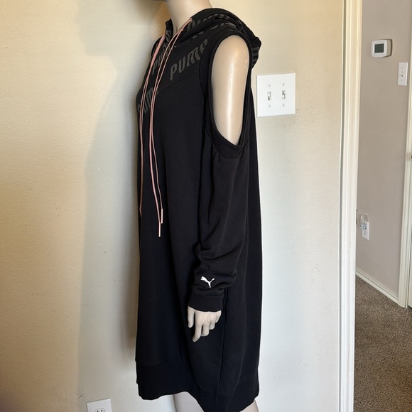 Puma En Pointe black, cold shoulder athletic sweatshirt Dress, size large - Picture 7 of 11